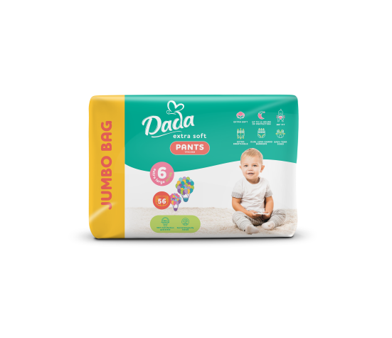 ПІДГУЗНИКИ-ТРУСИКИ DADA EXTRA SOFT 6 XL (15+ кг) 56 шт